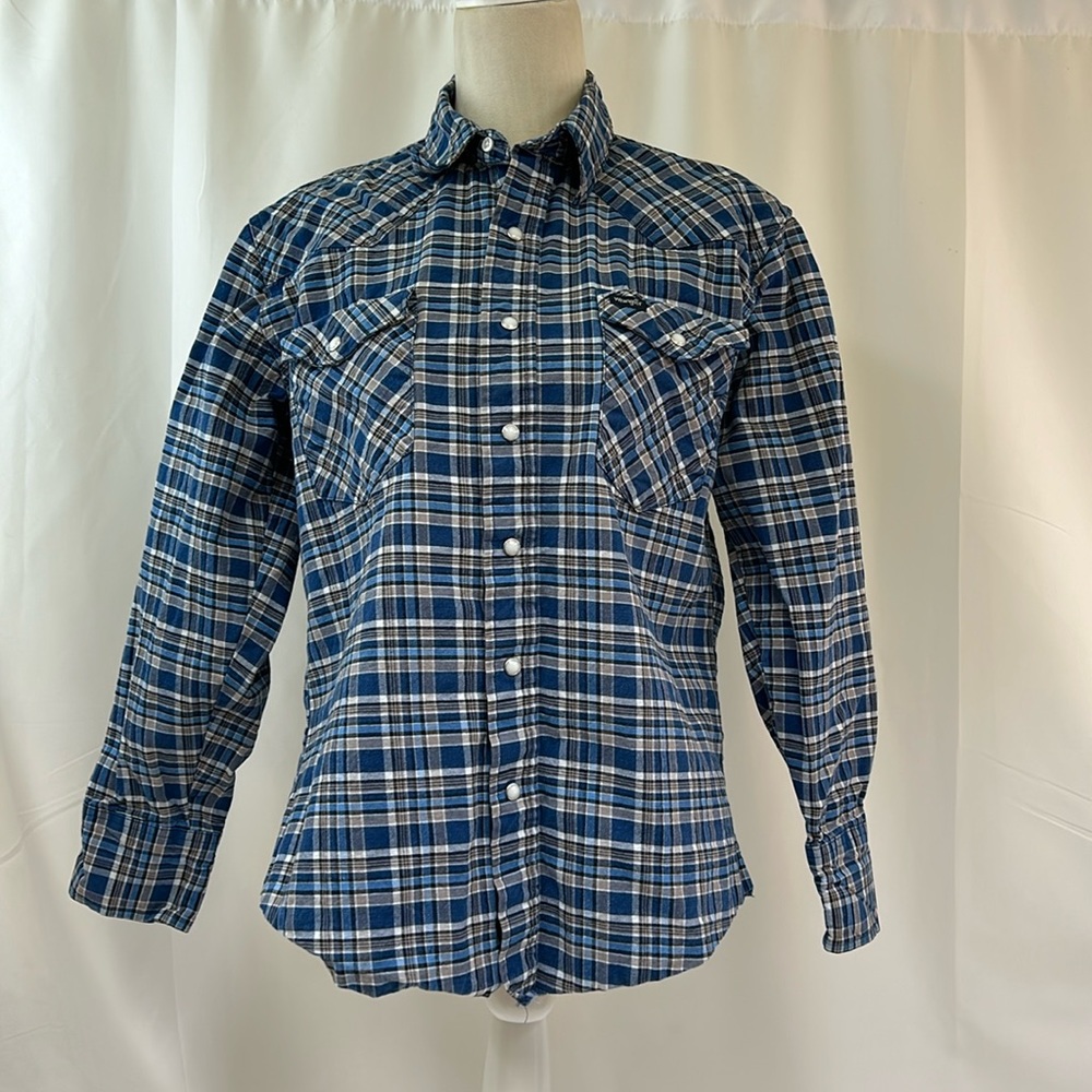Wrangler Mens Plaid Lightweight Jacket with Pearl Snaps Size Medium